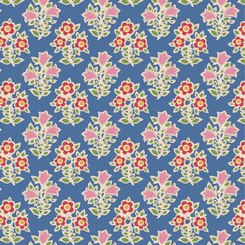 Fat Quarter Tilda Jubilee Farm Flowers Blue Telas Tricotela