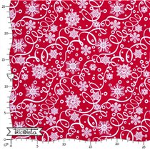 TELA SNOWFLAKES FONDO ROJO