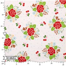 SEW CHERRY - ROSAS Y CEREZAS FONDO BLANCO