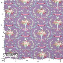 TELA TILDA - OLD ROSE BIRDSONG MAUVE LILAC