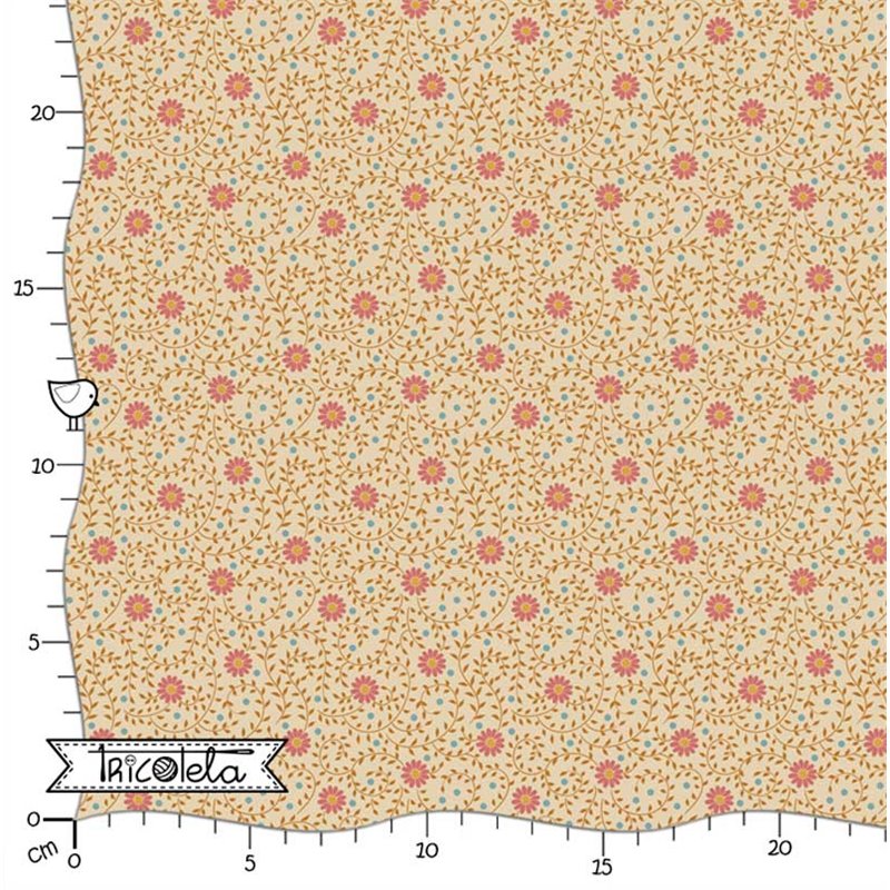 FAT QUARTER TILDA - SANCTUARY DAISYDREAM TAN