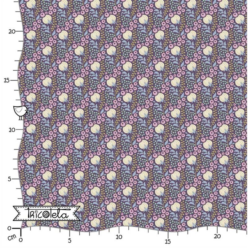 FAT QUARTER TILDA - SANCTUARY COTTONFIELD EGGPLANT