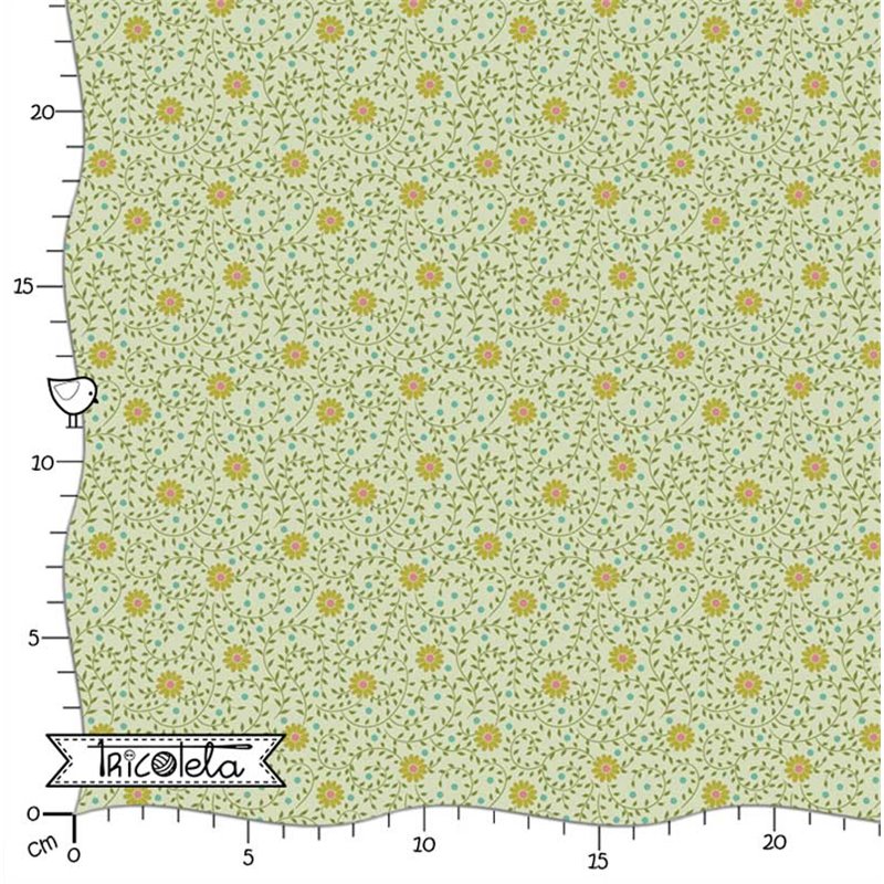 FAT QUARTER TILDA - SANCTUARY DAISYDREAM PISTACHIO