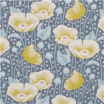 TELA TILDA - GARDENLIFE POPPIES GREY GREEN